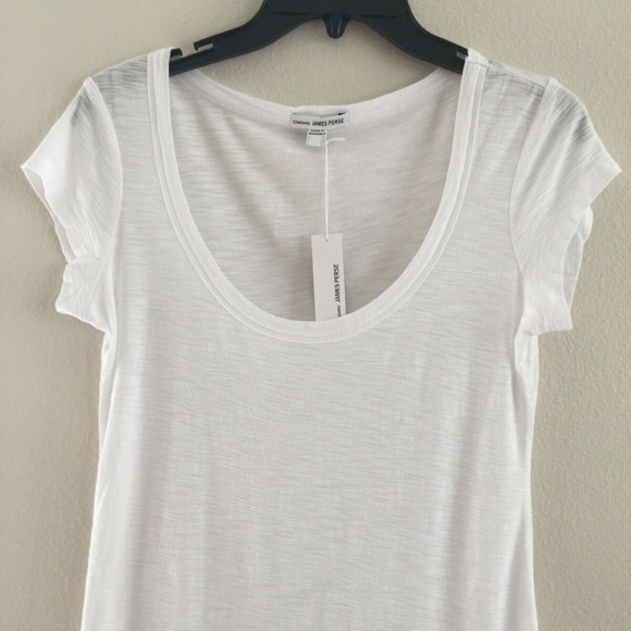 James Perse Deep Scoop Neck White T-Shirt - Picture 3 of 10